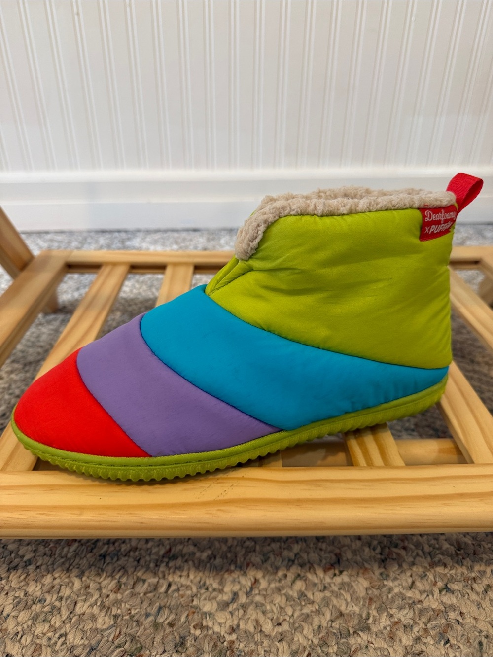 Dearfoams Men’s M 9-10 42-43 Colorblock Multicolor Cozy Bootie slipper LEFT ONLY